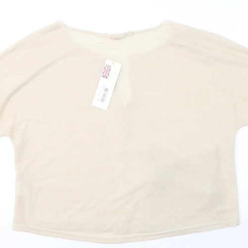 Onelife Womens Beige  Viscose Jersey T-Shirt Size S V-Neck