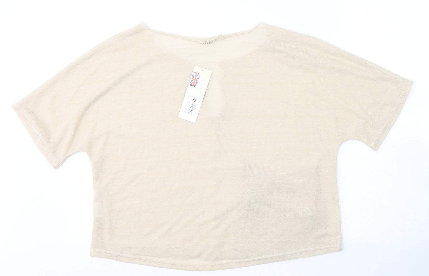 Onelife Womens Beige  Viscose Jersey T-Shirt Size S V-Neck