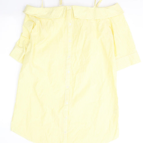 Atmosphere Womens Yellow Striped Cotton Basic Blouse Size 16 Off the Shoulder
