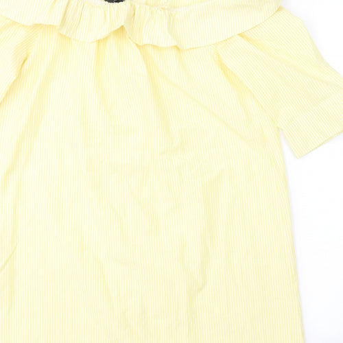 Atmosphere Womens Yellow Striped Cotton Basic Blouse Size 16 Off the Shoulder