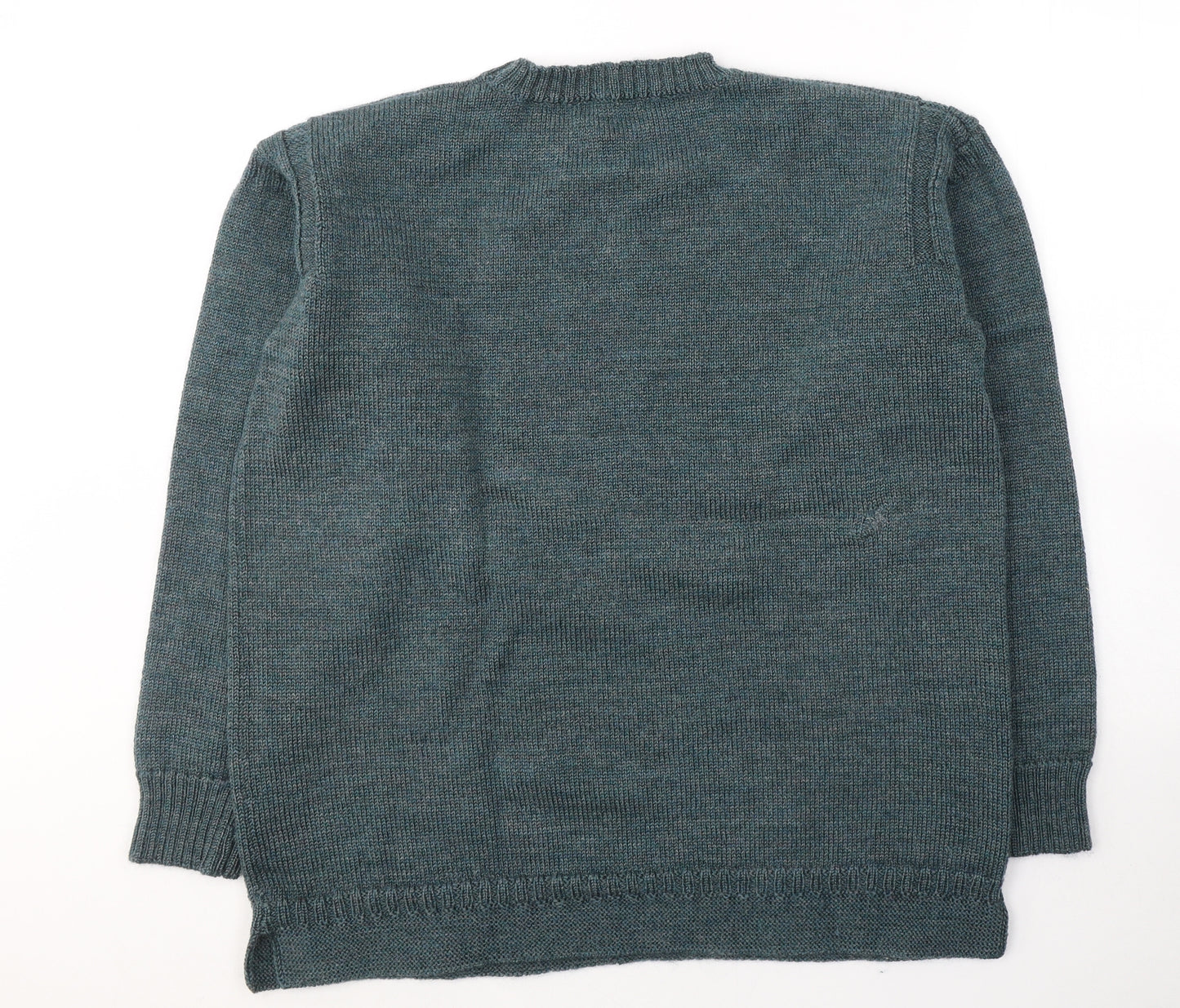 Woolovers Mens Green Round Neck  Wool Pullover Jumper Size L
