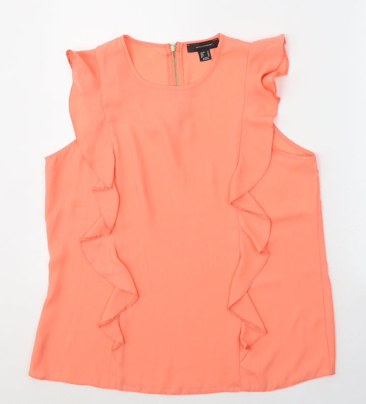 Atmosphere Womens Pink Polyester Basic Blouse Size 14 Round Neck