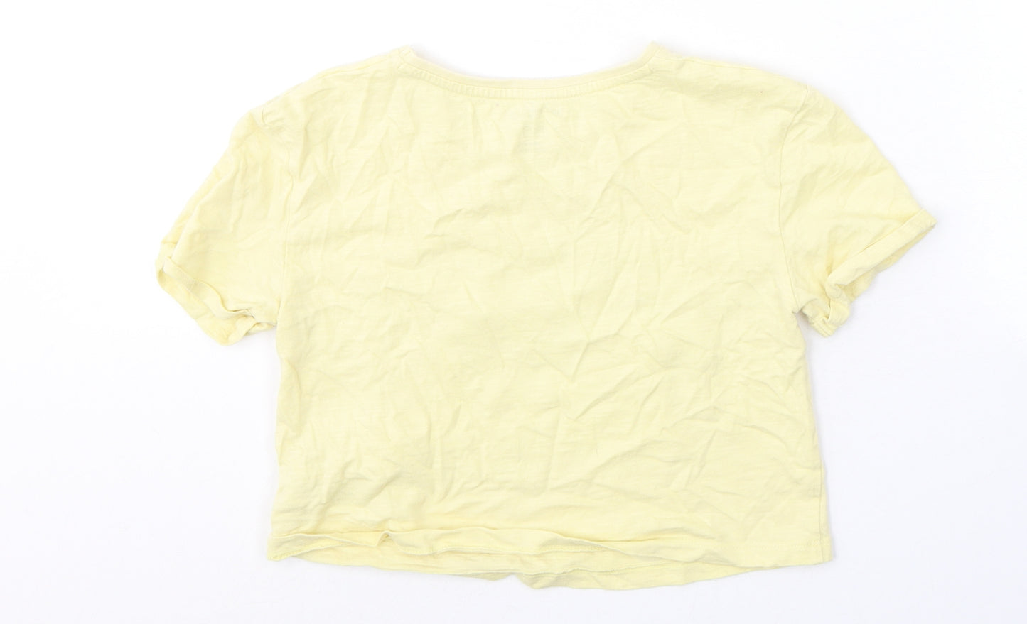F&F Girls Yellow  Cotton Basic T-Shirt Size 6-7 Years Round Neck Pullover - Bunny