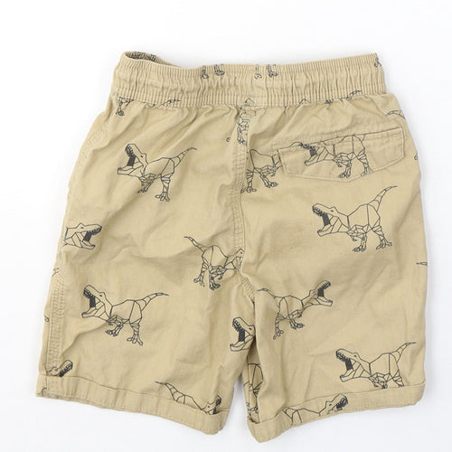 Primark Boys Brown Geometric Cotton Bermuda Shorts Size 6-7 Years  Regular Tie - Dinasours
