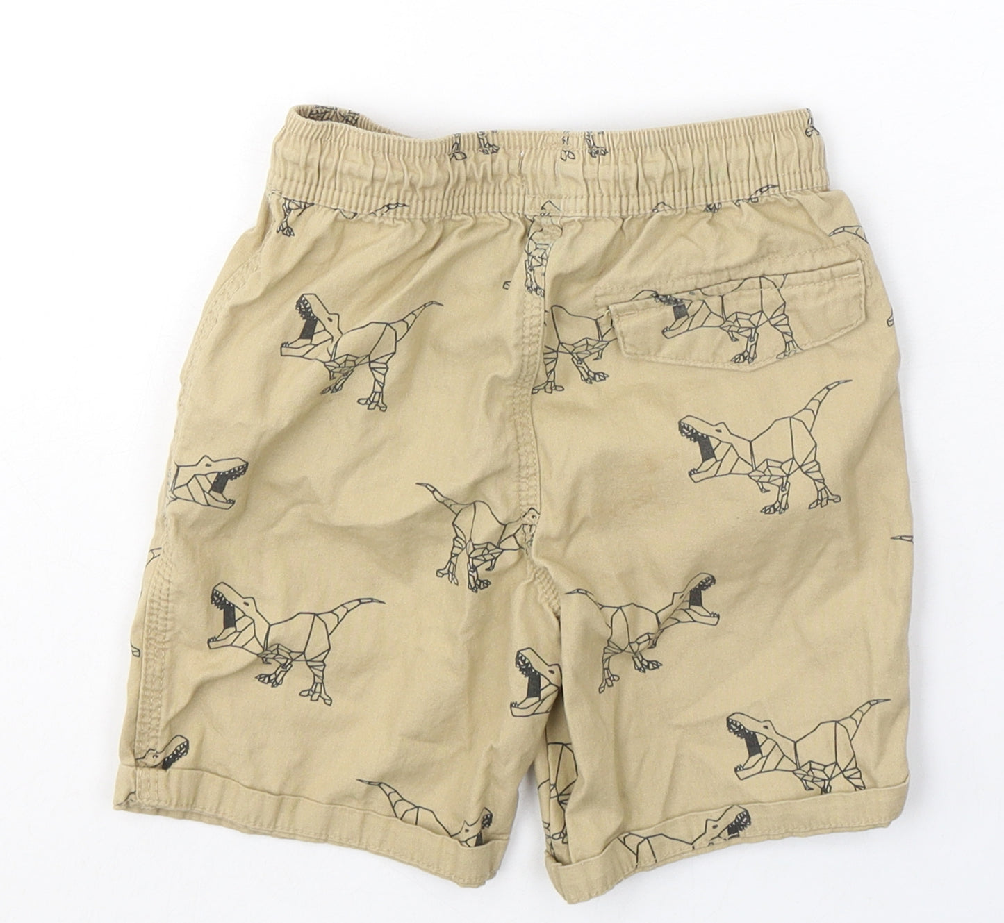 Primark Boys Brown Geometric Cotton Bermuda Shorts Size 6-7 Years  Regular Tie - Dinasours