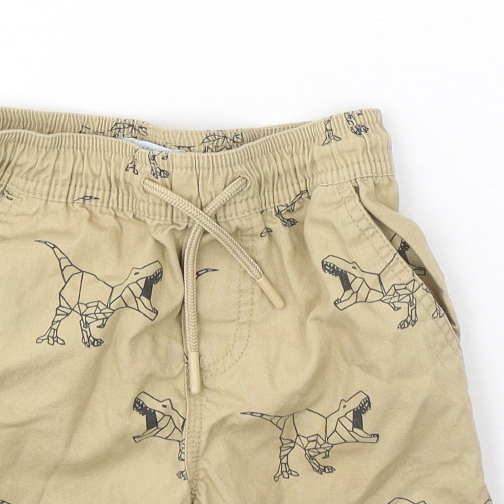 Primark Boys Brown Geometric Cotton Bermuda Shorts Size 6-7 Years  Regular Tie - Dinasours