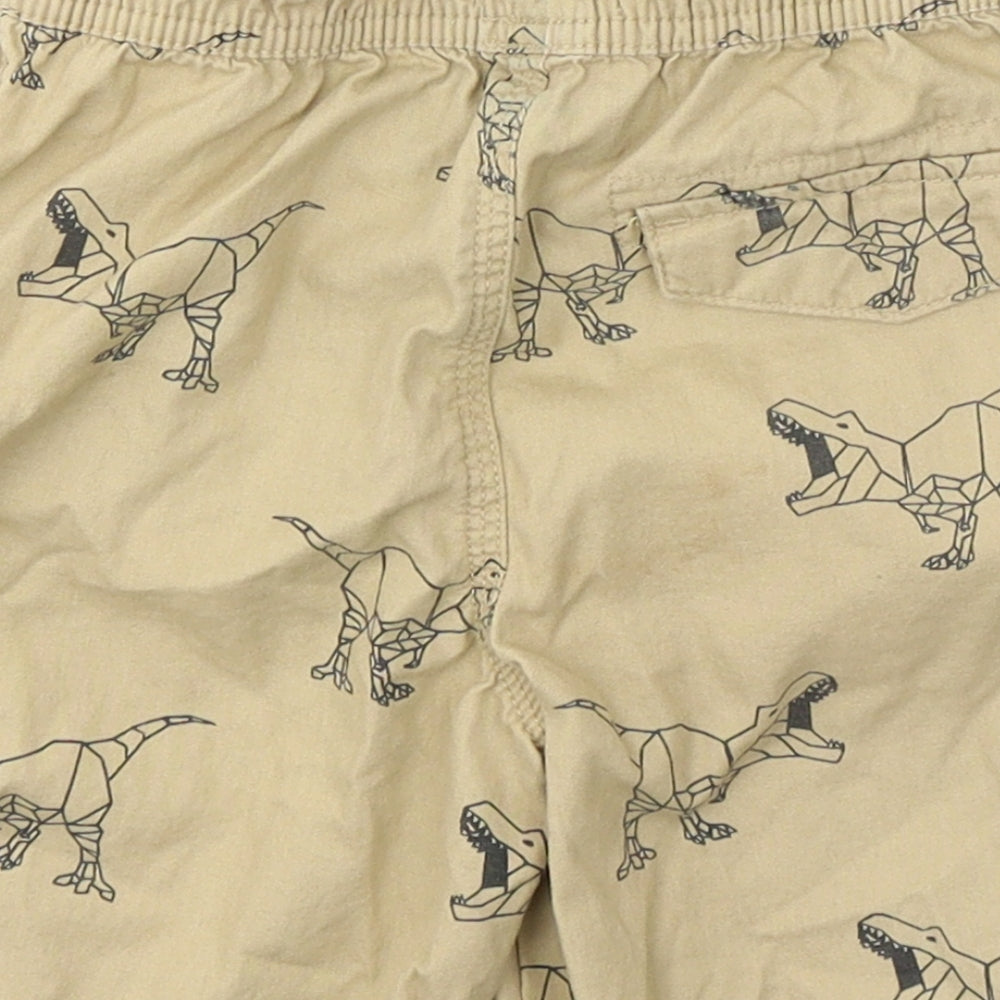 Primark Boys Brown Geometric Cotton Bermuda Shorts Size 6-7 Years  Regular Tie - Dinasours