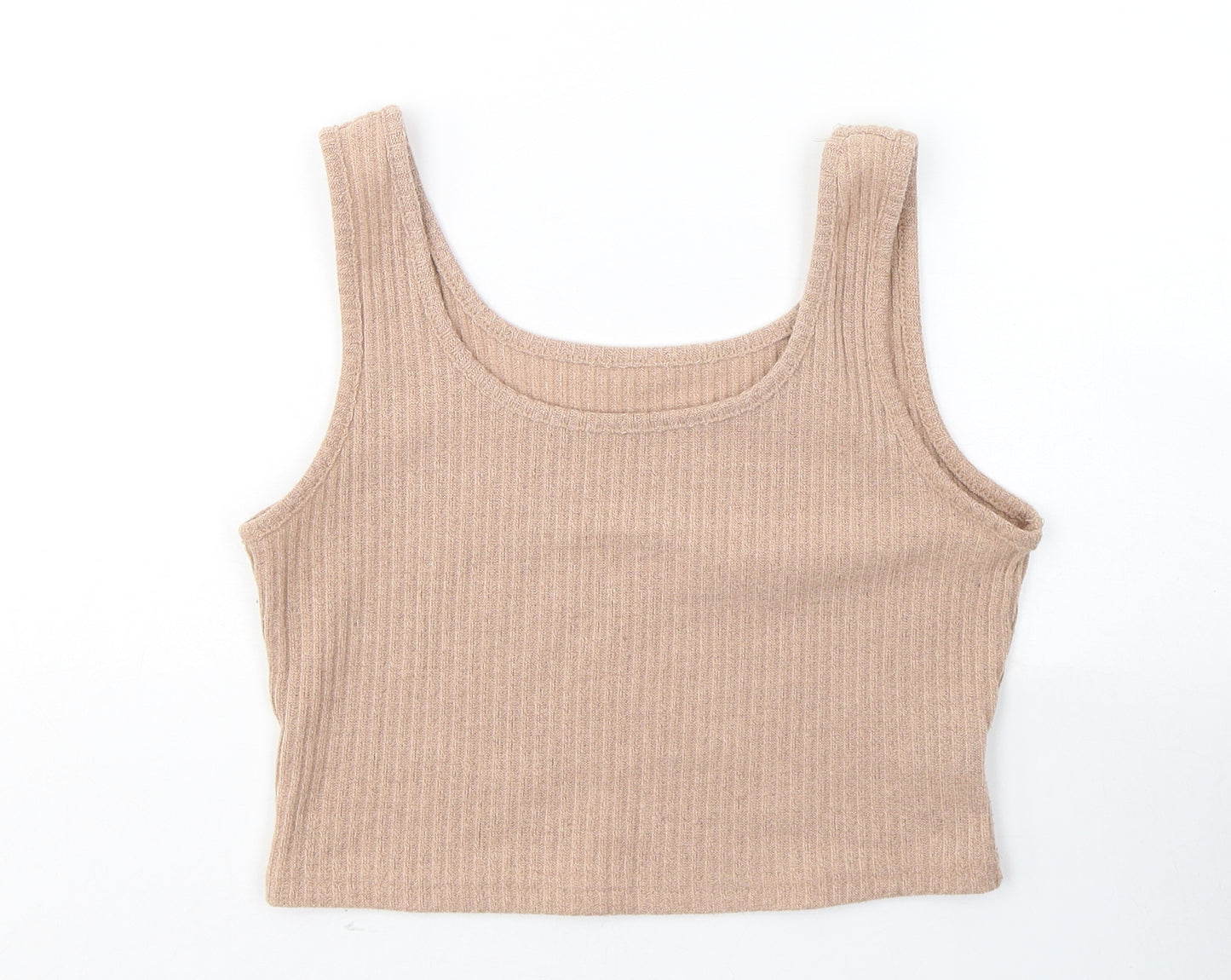 SheIn Womens Brown  Cotton Cropped Tank Size L Round Neck