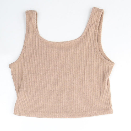 SheIn Womens Brown  Cotton Cropped Tank Size L Round Neck