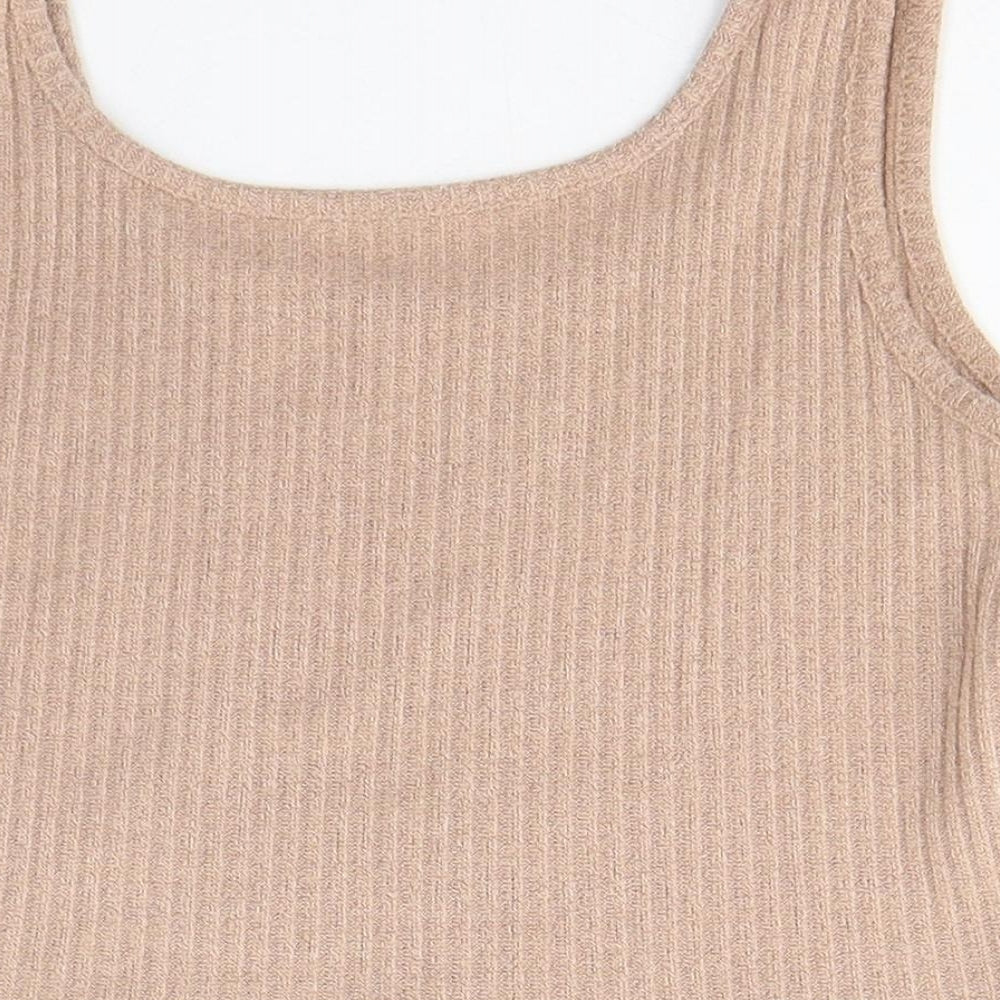 SheIn Womens Brown  Cotton Cropped Tank Size L Round Neck