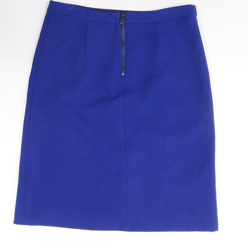Marks and Spencer Womens Blue  Polyester A-Line Skirt Size 12   Zip