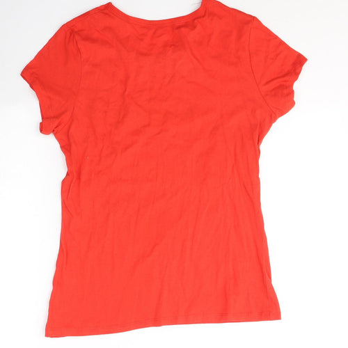 Atmosphere Womens Red  Cotton Basic T-Shirt Size 16 Round Neck - Christmas
