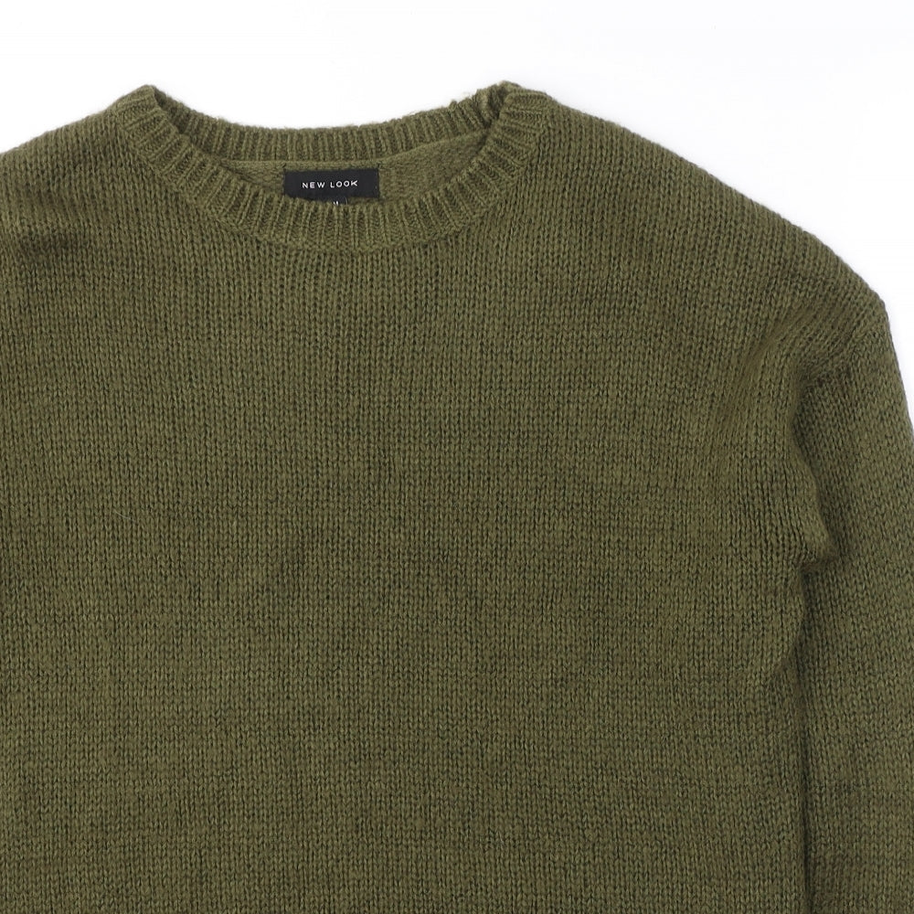 New Look Womens Green Round Neck  Acrylic Pullover Jumper Size M
