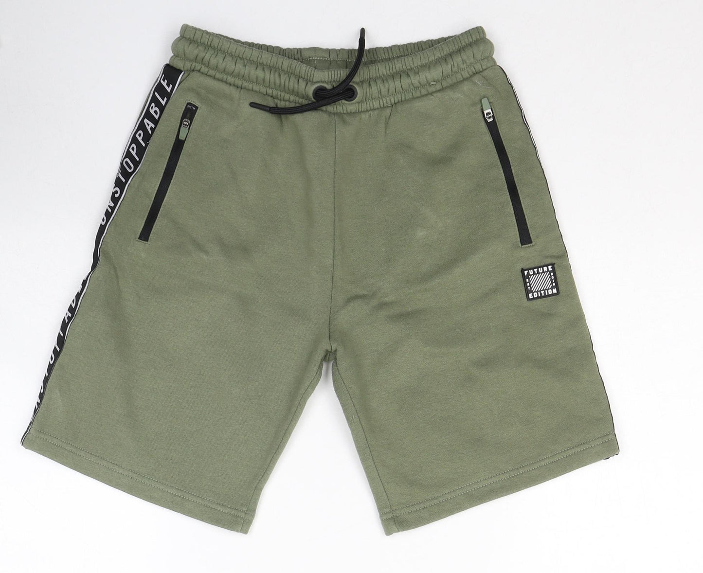 George  Boys Green  Polyester Sweat Shorts Size 11-12 Years  Regular Tie