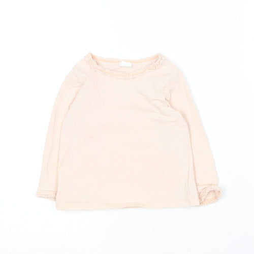 H&M Girls Pink  Cotton Basic T-Shirt Size 12-18 Months Round Neck