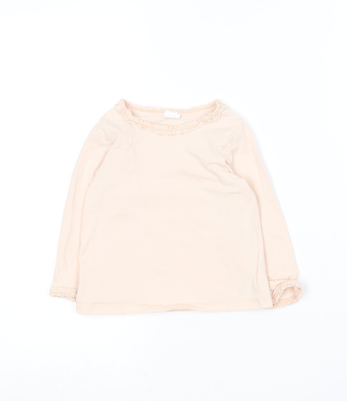 H&M Girls Pink  Cotton Basic T-Shirt Size 12-18 Months Round Neck
