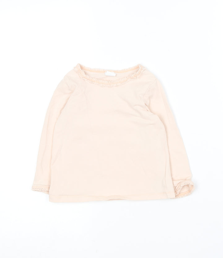 H&M Girls Pink  Cotton Basic T-Shirt Size 12-18 Months Round Neck