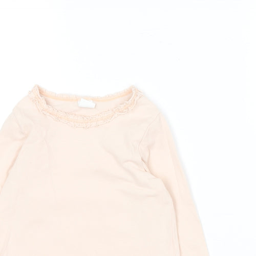 H&M Girls Pink  Cotton Basic T-Shirt Size 12-18 Months Round Neck