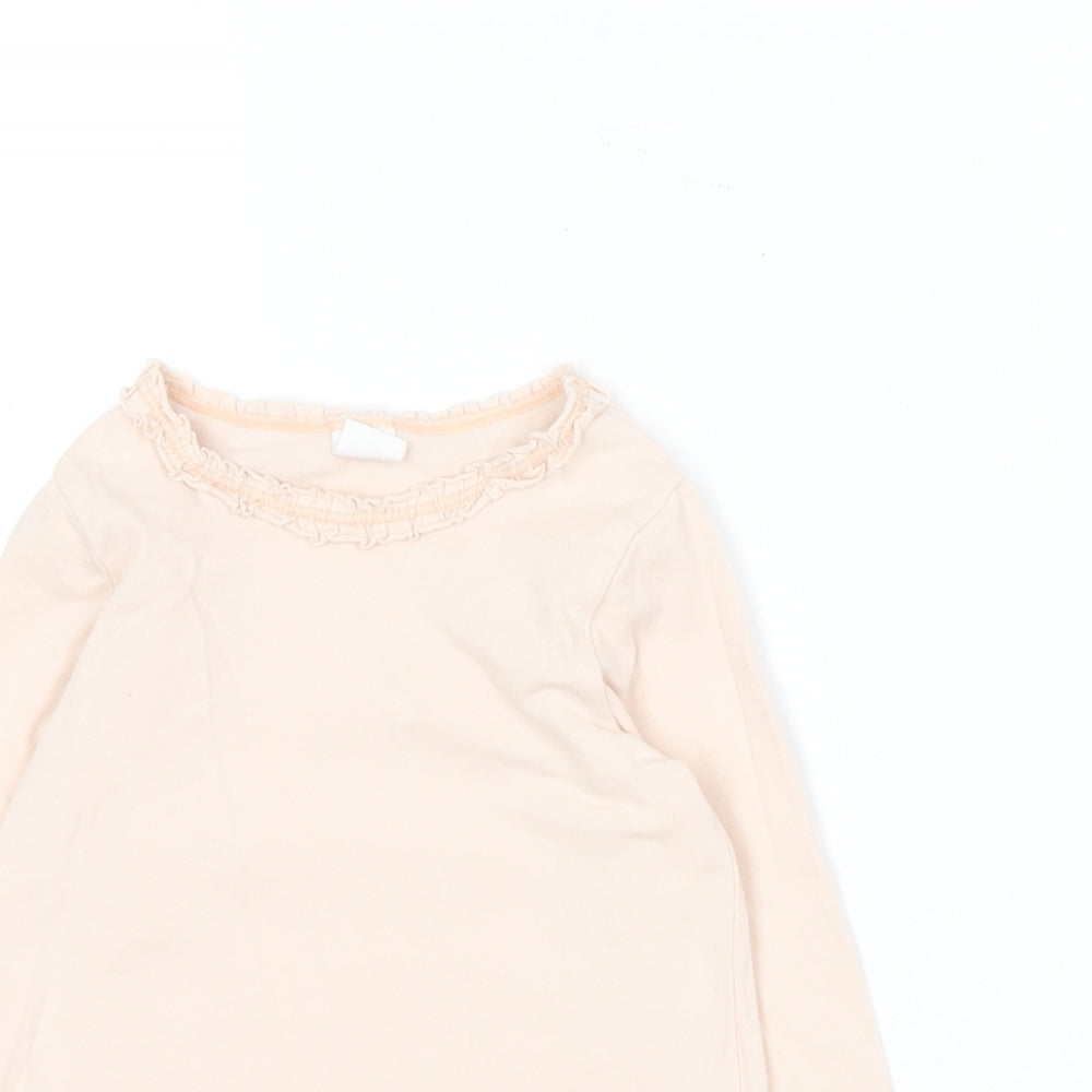 H&M Girls Pink  Cotton Basic T-Shirt Size 12-18 Months Round Neck