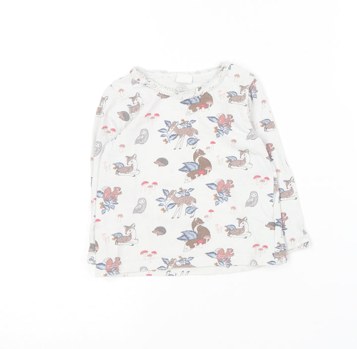 H&M Baby Multicoloured Geometric Cotton Basic T-Shirt Size 12-18 Months Round Neck - Animal print
