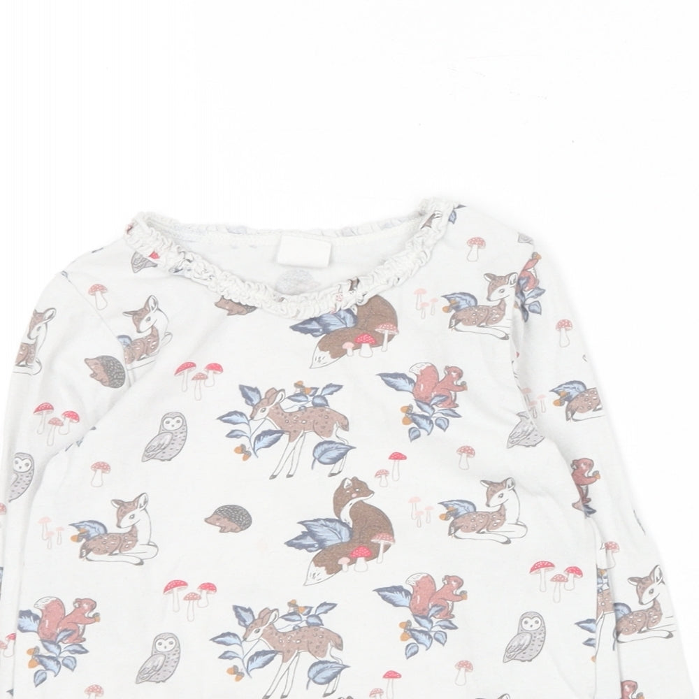 H&M Baby Multicoloured Geometric Cotton Basic T-Shirt Size 12-18 Months Round Neck  - Animal print