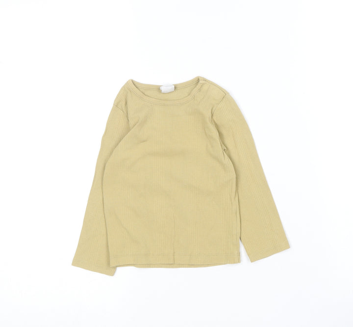 H&M Baby Brown  Cotton Basic T-Shirt Size 12-18 Months Round Neck