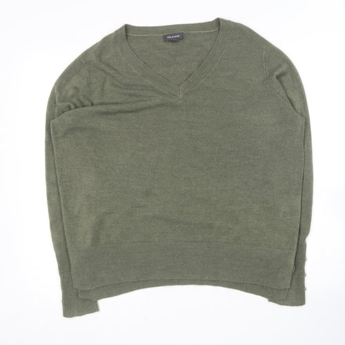 Primark Womens Green V-Neck  Acrylic Pullover Jumper Size 14