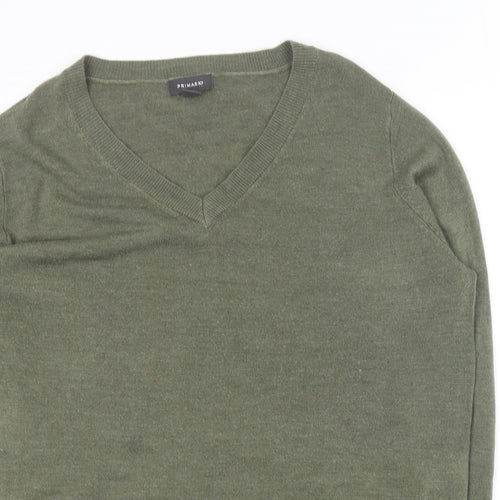 Primark Womens Green V-Neck  Acrylic Pullover Jumper Size 14