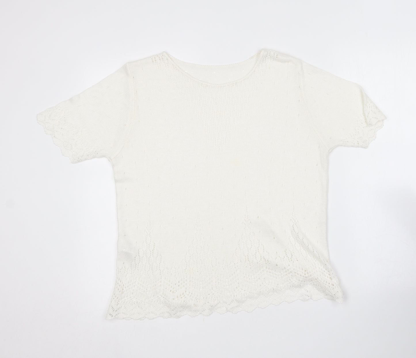 Marks and Spencer Womens White Round Neck  Acrylic Pullover Jumper Size 18