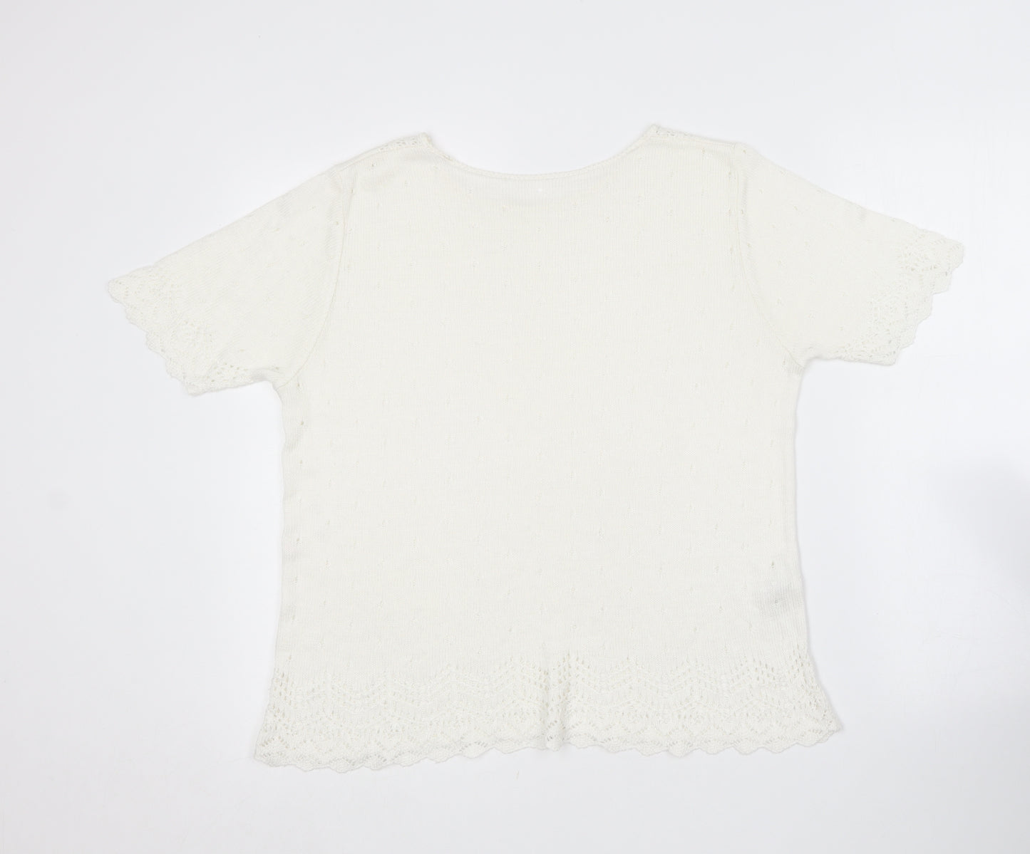 Marks and Spencer Womens White Round Neck  Acrylic Pullover Jumper Size 18