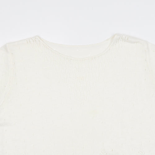 Marks and Spencer Womens White Round Neck  Acrylic Pullover Jumper Size 18