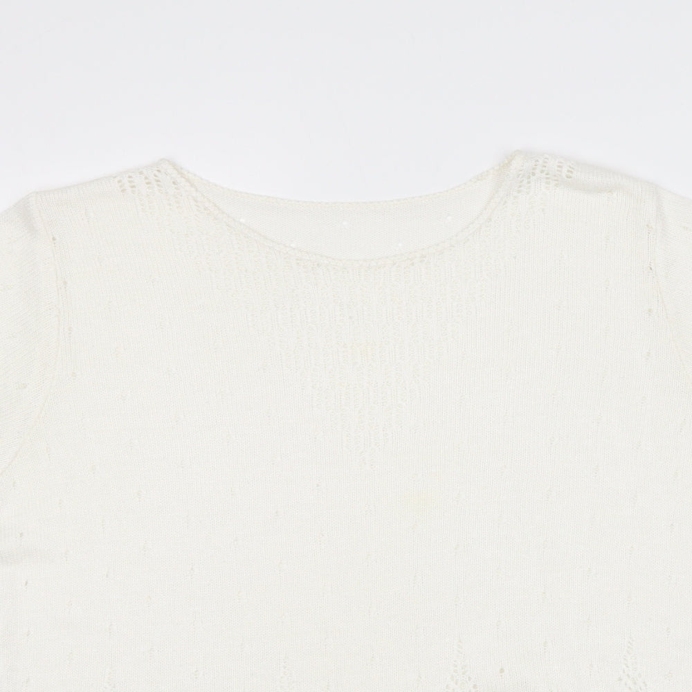 Marks and Spencer Womens White Round Neck  Acrylic Pullover Jumper Size 18