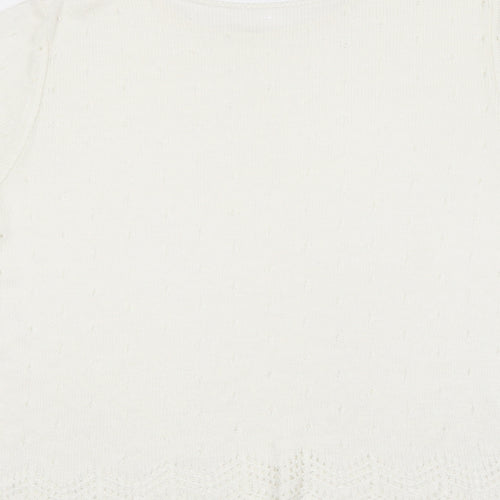 Marks and Spencer Womens White Round Neck  Acrylic Pullover Jumper Size 18
