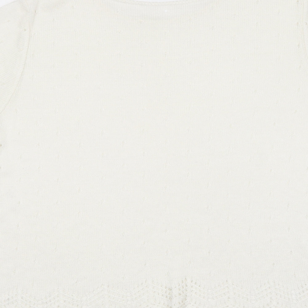 Marks and Spencer Womens White Round Neck  Acrylic Pullover Jumper Size 18