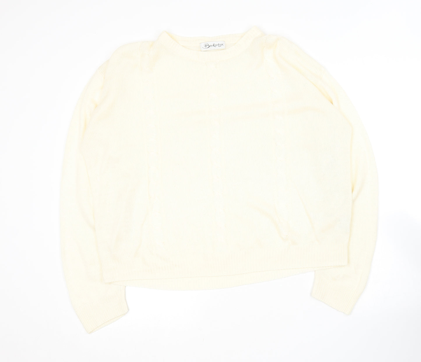 Berkertex Womens Yellow Round Neck  Acrylic Pullover Jumper Size 18