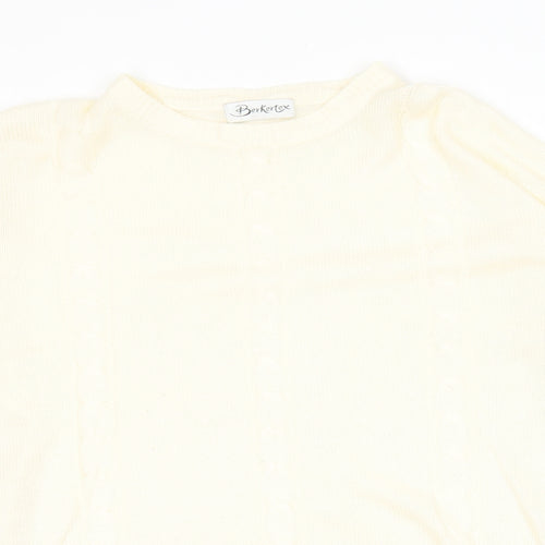 Berkertex Womens Yellow Round Neck  Acrylic Pullover Jumper Size 18