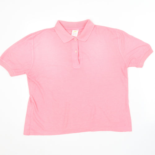 Littlewoods Womens Pink  Polyester Basic Polo Size 16 Collared