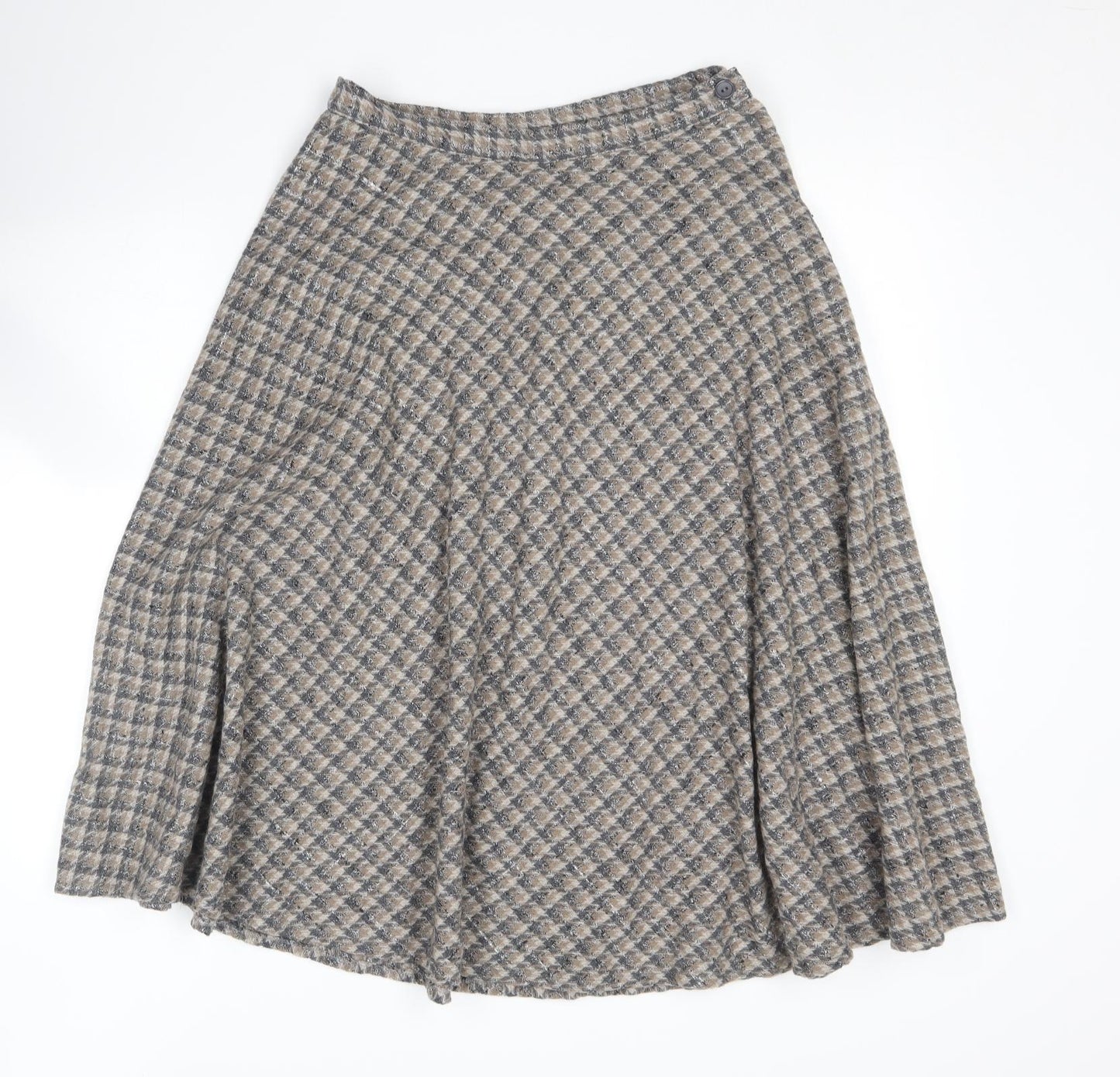 Guy Curtis Womens Brown Houndstooth Wool A-Line Skirt Size 16
