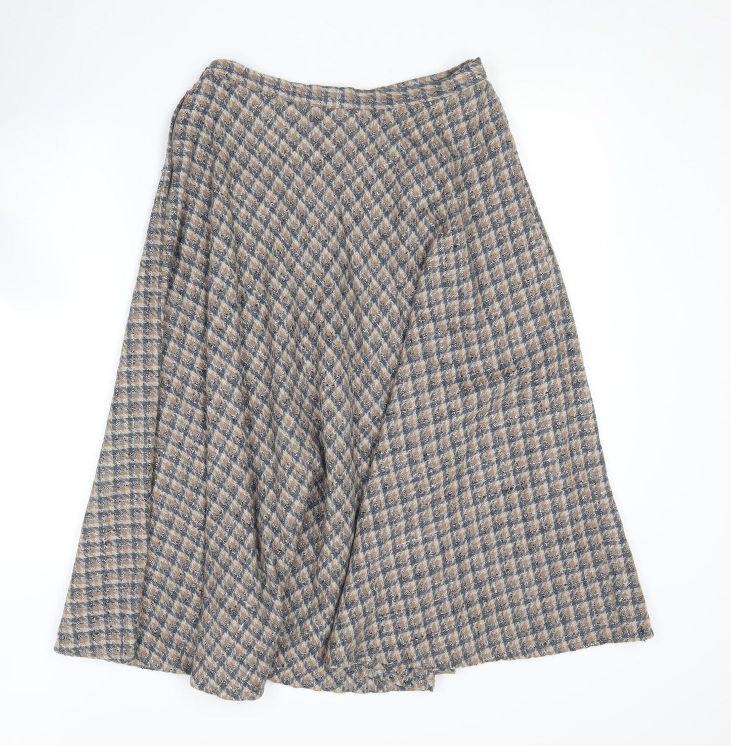 Guy Curtis Womens Brown Houndstooth Wool A-Line Skirt Size 16