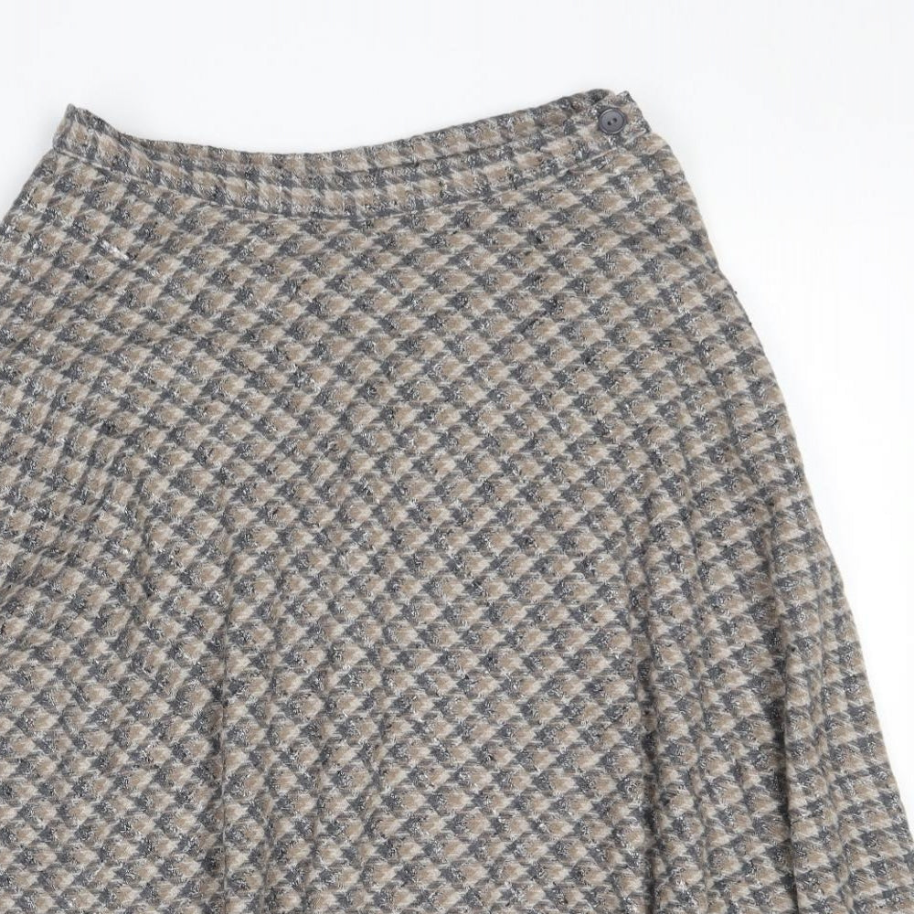 Guy Curtis Womens Brown Houndstooth Wool A-Line Skirt Size 16