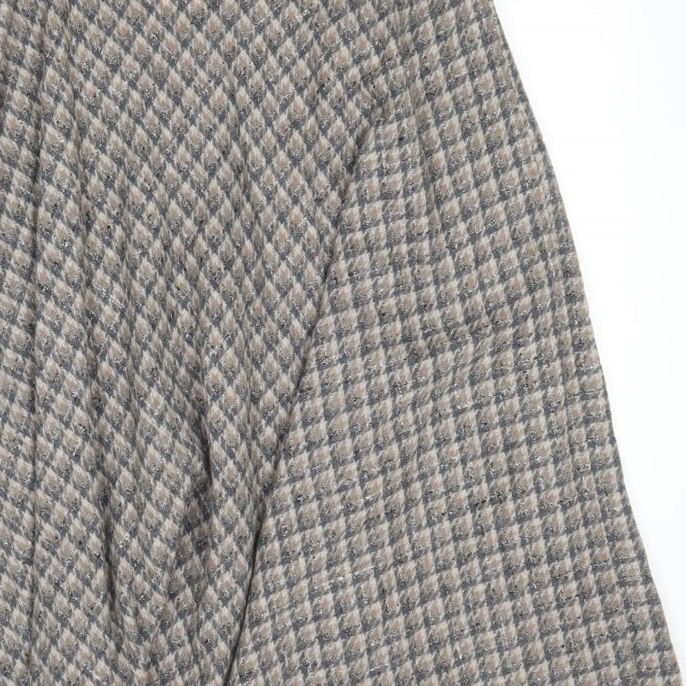 Guy Curtis Womens Brown Houndstooth Wool A-Line Skirt Size 16