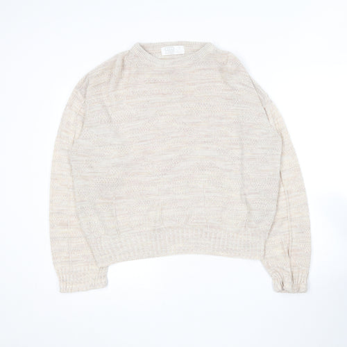 Preworn Womens Beige Round Neck  Acrylic Pullover Jumper Size L