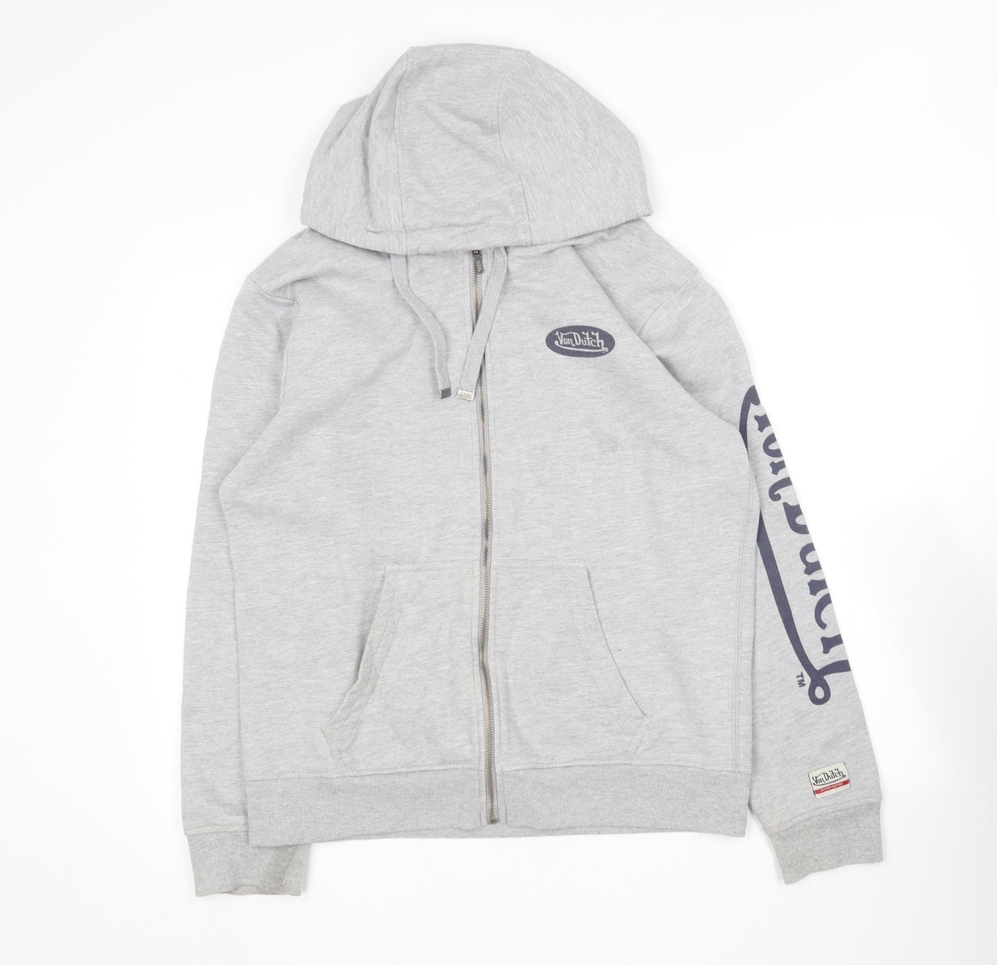 Von Dutch Mens Grey  Cotton Full Zip Hoodie Size L