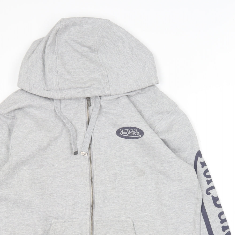 Von Dutch Mens Grey  Cotton Full Zip Hoodie Size L