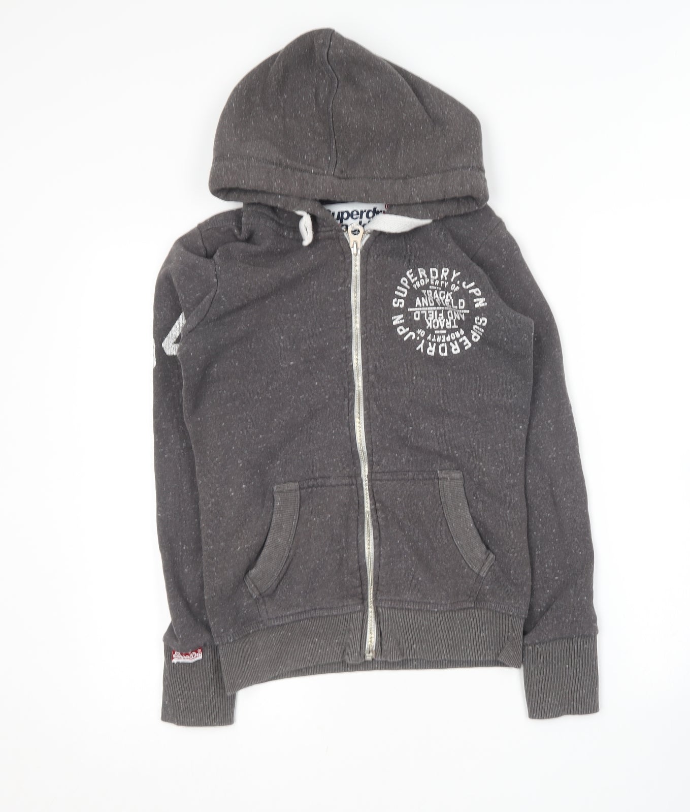 Superdry Mens Grey  Cotton Full Zip Hoodie Size XS
