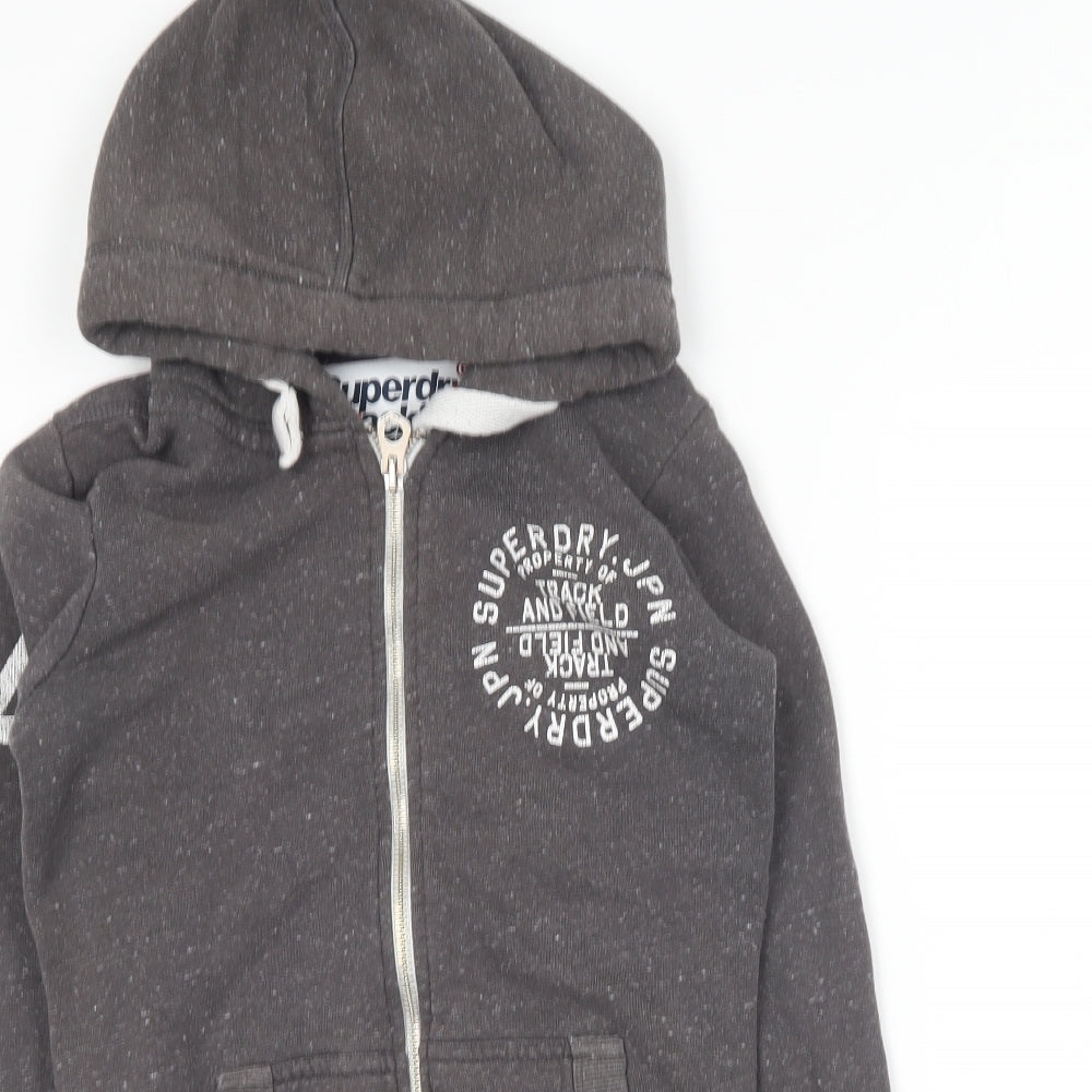 Superdry Mens Grey  Cotton Full Zip Hoodie Size XS