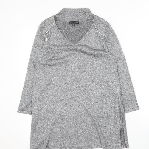 F&F Womens Grey Round Neck  Viscose Pullover Jumper Size 12