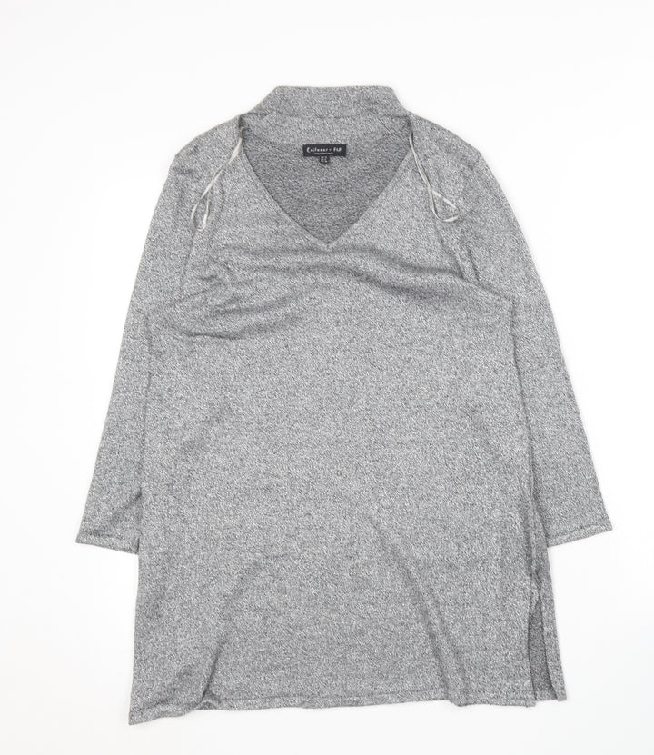 F&F Womens Grey Round Neck Viscose Pullover Jumper Size 12