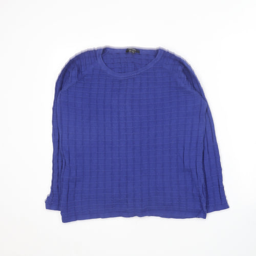 ESMARA Womens Blue Round Neck  Cotton Pullover Jumper Size L