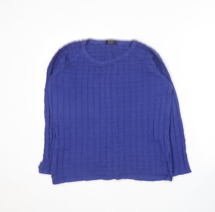 ESMARA Womens Blue Round Neck  Cotton Pullover Jumper Size L